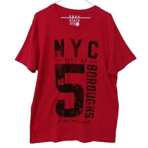 FREE STATE NYC City of 5 Boroughs Graphic T Shirt Men's Large Red